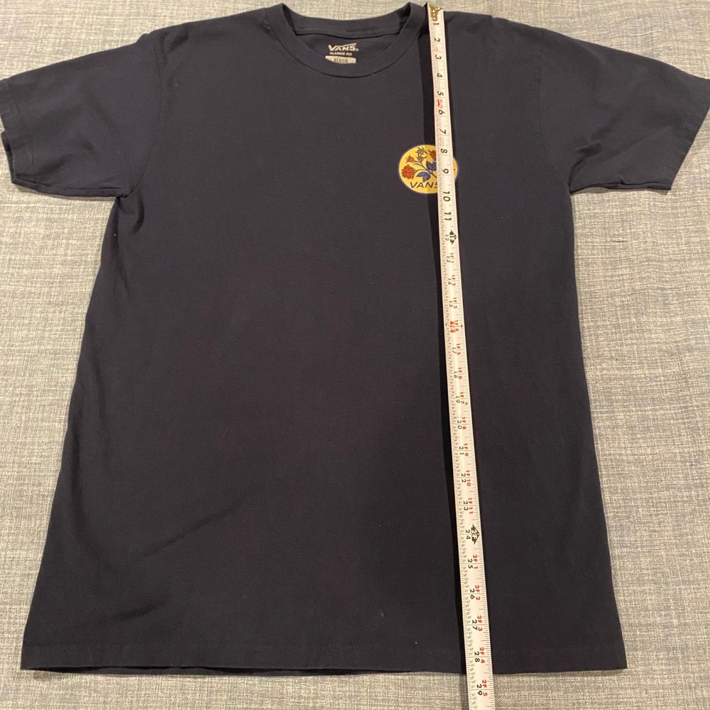 Vans Mens Classic Fit Floral Graphic T-Shirt Navy Blue Short Sleeve Medium - Picture 3 of 10